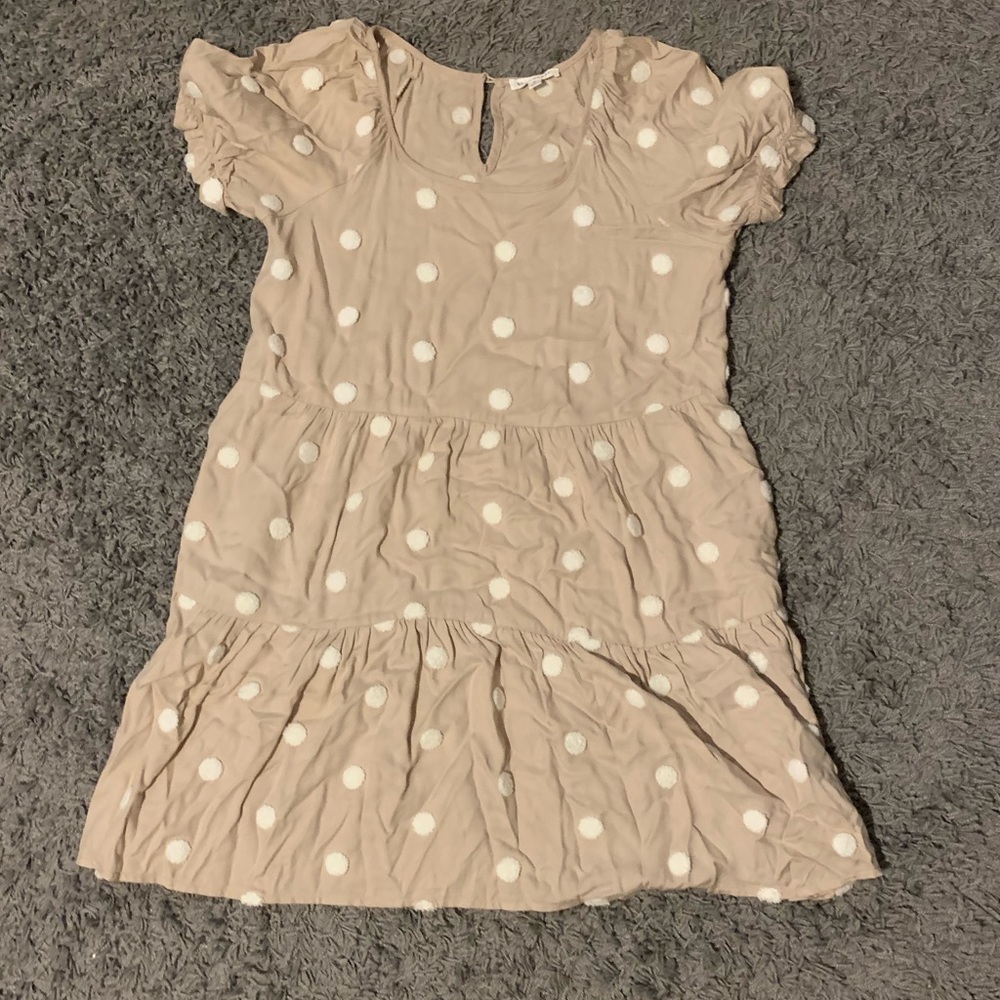 Tan Polk A Dot Dress